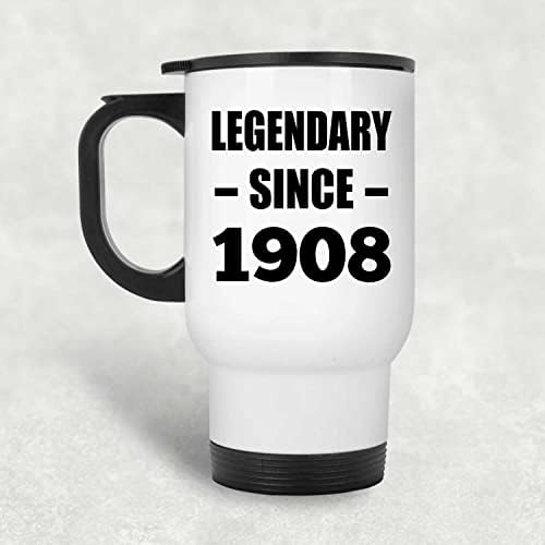 Designsify 115-ти Рожден Ден на Легендарния От 1908 г., Бяла Чаша За Пътуване, 14 грама, на Изолиран Чаша от Неръждаема Стомана, Подаръци