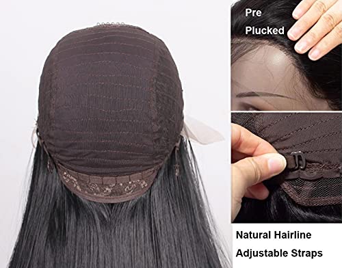 JOOM Перуки, изработени от Човешка Коса на съвсем малък Отпред Бразилски Перука от права Коса 13 × 4 × 0,5 с Детски коса за черни жени, Средната Част, Перуки, изработени от