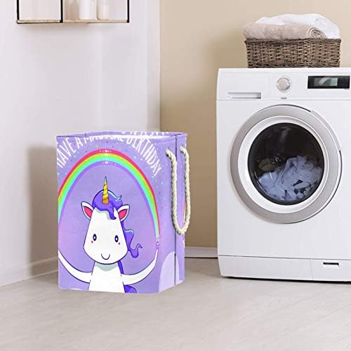 DEYYA Rainbow Unicorn Красиви Кошници за Бельо Кошница Висока Здрава Сгъваема за Възрастни и Деца, Подрастващите Момчета и Момичета в