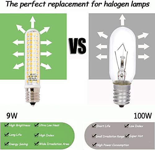 Нова Подобрена лампа E17, 125 × 2835 SMD, led лампа E17 мощност 9 Вата мощност, с регулируема яркост, еквивалентна халогенна лампа с мощност 100 W, напрежение ac 110 /130 В, 1180ЛМ, топъл