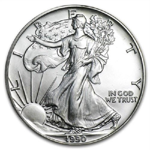 1990 - Американски Сребърен Орел . 999 проба Сребро с Нашия сертификат за автентичност Долар, без да се прибягва