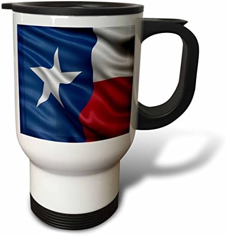 Пътна чаша 3dRose с флага на Тексас, 14 грама, Неръждаема стомана, Бял