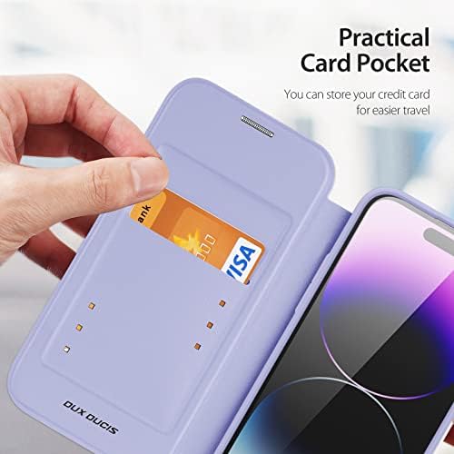 Калъф DUX DUCIS за iPhone 14 Pro, една чанта-портфейл, който е Съвместим с Magsafe, устойчив на удари, Напълно Защитен Калъф-портфейл-книжка с панти капак и отделение за карти с RFID