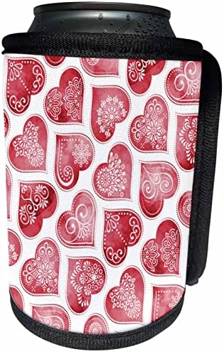 3. Красива червено-бялата обвивка с орнаменти във формата на сърца в скандинавски стил за бутилки-хладилника (cc_354388_1)