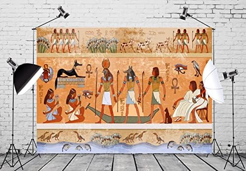 Плат Египетски Фон BELECO 10x8 фута, на Сцената на Древен Египет, Митология, Боговете и Фараоните, Йероглифи на Храмовите Стенописи,