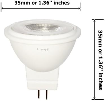 Anyray 2-LED Крушки 3 W MR11 12-Волтови и Оптични Коледна Елха Крушка 10 W 12 (Топъл бял)