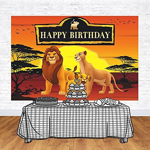 На фона на партито в чест на рождения ден на Крал Лъв, за да проверите за сафари, фотофоны на залез слънце, тема Крал Лъв, банер за душата