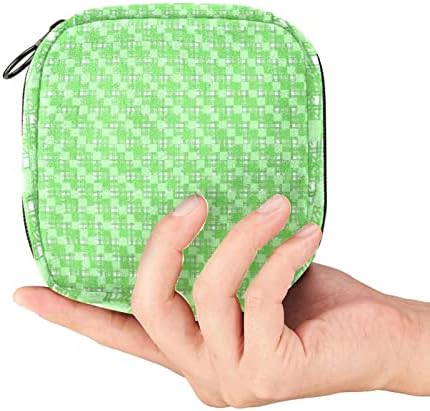 ORYUEKAN Чанта За съхранение на Хигиенни Кърпички, Преносим Чанта за съхранение на Менструалния Купа за Жени и Момичета, Зелена Клетчатая