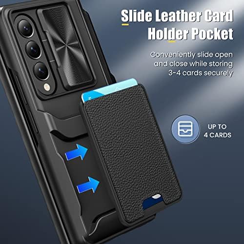 Калъф Caka for Z Fold 4, Калъф Fold 4 с притежателя на S Pen и защитно фолио за екрана, една Чанта-портфейл с държач за карти, Капачката