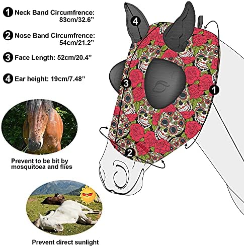 Маска за езда Firecos с ушите си, удобна за кацане, стандартни процедури за езда, защита от ухапвания от насекоми