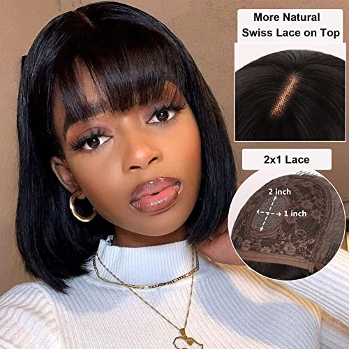 Guree Hair 12 Инча Бесклеевой Перука Боб Дантела перуки за черни жени от Естествена Перука От Човешка Коса Бесклеевой перука Боб