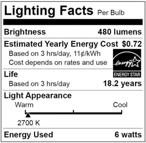 Висококачествена led лампа, 6 W (еквивалент на 40 Вата) A19, Универсална лампа E26 със средна база, Без регулиране на яркостта, наивно-бяла,
