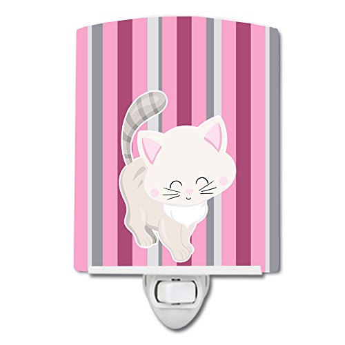 Керамични лека нощ Carolin's Treasures BB6878CNL Kitten Cat Розово-сив цвят, Компактен, сертифициран UL, идеални за спални, баня, детска,