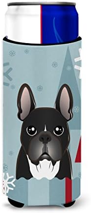 Carolin's Treasures BB1723MUK Winter Holiday French Bulldog Ultra Шушу за тънки кутии, Ръкав-охладител за консерви, Може да се Пере в