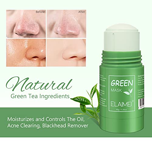 Почистваща Глинена Маска за лице-Стик със Зелен Чай, Контрол на Омазняване, Защита От Акне, Черни Точки и Бръчки, по-Дълбоко Почистване