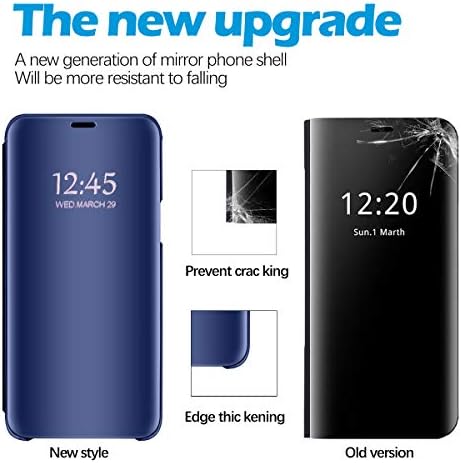Съвместим с Samsung Galaxy Note 20 Ultra Case, Разтегателен Кожен калъф, Прозрачно огледало за обратно виждане, устойчив на удари калъф