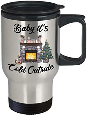 HollyWood & влакното наблизо, Детска Чаша, навън е Студено, Коледни подаръци, Сладки Зимни Уютни Чаши с Надписи, Подарък за Баба, за