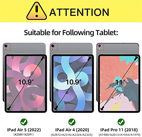 Калъф YOYOYX за iPad Air 5-то поколение 2022 /iPad Air 4-ти 10,9 см, Тънък калъф-награда от изкуствена кожа, Многоугольная Стойка, Защитен