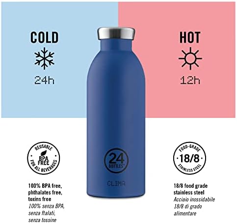 24Bottles Клима Bottles - Изолирано бутилка за вода с 11 грама /17 мл / 29 грама, Бутилки за вода със водонепропускливи капаци (12