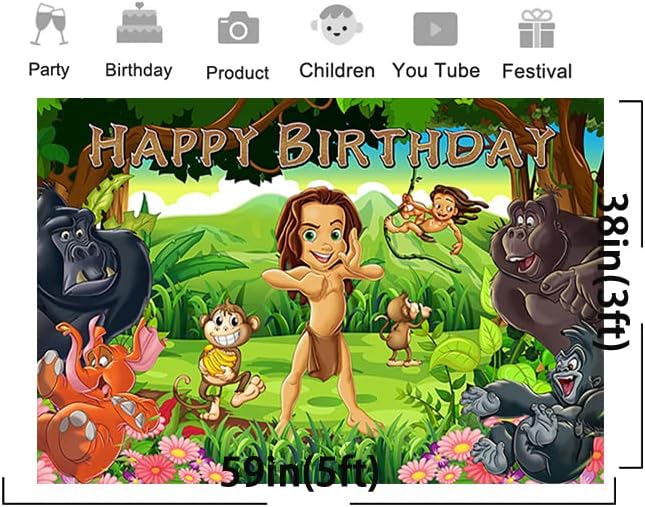 Сафари в Джунглата Фон за Парти по случай рождения Ден на Принадлежност на Сафари Снимка Фонове Тема Tarzan Банер за Душата на детето