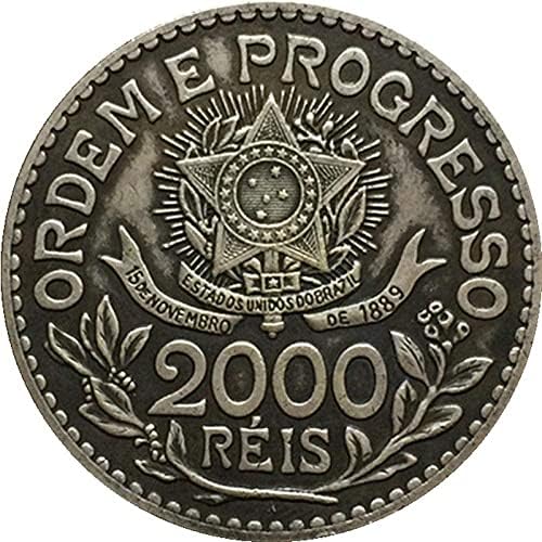 Бразилският монети от 1913 година 2000 Руиско, Покрити със Сребърни Каменни монети, Събиране на монети CraftsCoin, Възпоменателна Монета