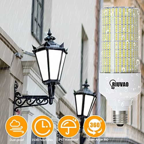 RIUVAO 2-Pack Led царевичен лампа с мощност 80 W, еквивалент 800 W, дневна светлина 5000 До 12000 Лумена, супер Ярки led царевица лампи,