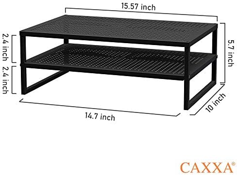 CAXXA 2-Нива Метална Поставка за монитор на лаптоп с максимално Натоварване от 50 паунда за монитор, Принтер, Черен