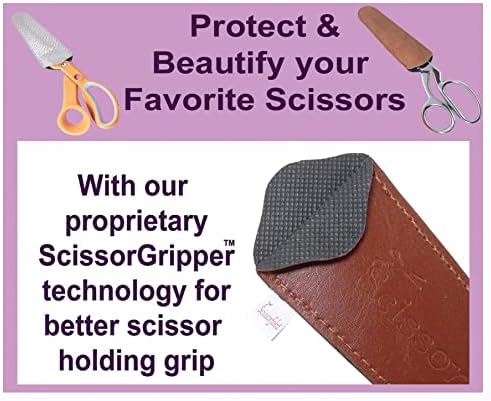 Сабя за дизайнерски ножица SCISSORFOBZ, Защитни капаци - 4 бр, Различни размери, Ценна опаковка - Блестящ дизайн от крокодилска кожа-