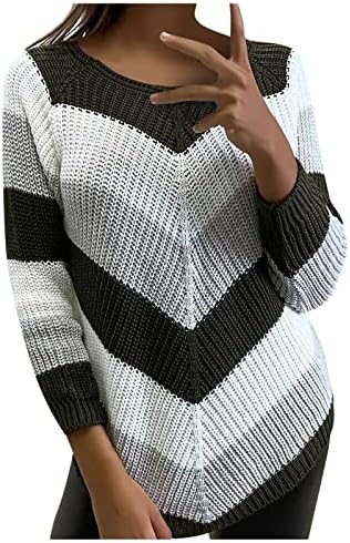 Жена Пуловер, Поло Големи Размери, Леки Пуловери от памук, Пуловер в Рибарски стил, Дамска Мода, Контрастен цвят на Ивици, Кръгъл Отвор,