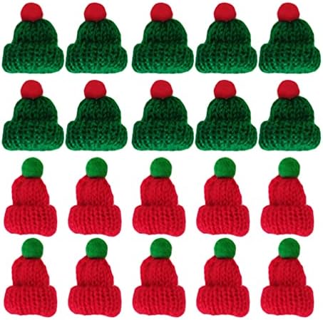 Ipetboom Шапка Снежен 20pcs Мини-Шапки на дядо коледа, за да Работи, Коледни Изделия Мини-Crochet Шапки Миниатюрни Шапки Малка Шапка