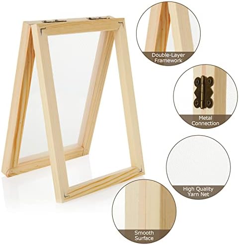 Комплект за производство на дървени хартия LOLYSIC от 3 опаковки, Екран за производство на хартия 3 размери, Дървени форма с Различни