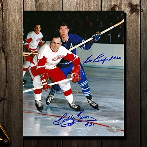 Боби Баун срещу Боб Пулфорда С Двойно 8х10 с автограф на Фото - Снимки на НХЛ с автограф