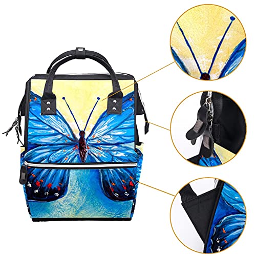 Синята Пеперуда Пелена Чанта на Мама Раница с Голям Капацитет Чанта за Памперси Кърмещи Пътна Чанта за Грижа за Детето
