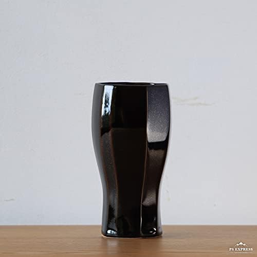Японски Керамична чаша ръчна изработка, Кафяво-черно, Сето-черно, 2,8 x 2,8 x 5,9, Направено в Сето, Япония