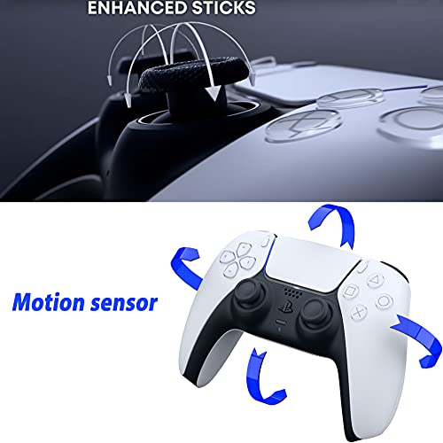 Безжичен контролер на Sony DualSense PS5 с тактилна обратна връзка за PlayStation 5, в комплект с докинг станция за зареждане с две пристанища,