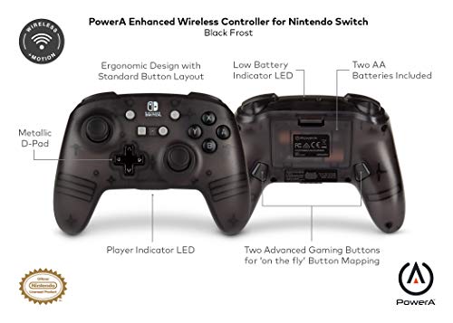 Подобрен Безжичен контролер PowerA за Nintendo Switch - Black Frost