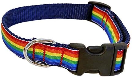 Нашийник за кучета Preston Rainbow - Своеобразна лента в лента в тъмно синьо, найлон тесьме (малка)