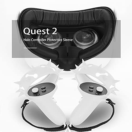 Калъф за контролера за Quest 2 Силиконов каучук Halo VR Grip Защитен Калъф с дупки в формата на гира и стръмни шипове устойчив на удари