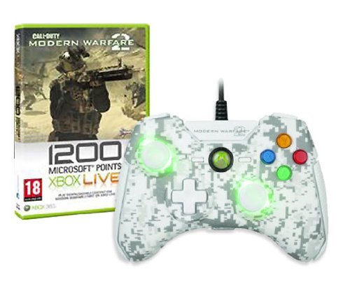 Комплект Call of Duty: Modern Warfare 2 за XBox 360, бял контролер Madcatz MW2 (с бойни бутони, с гумени дръжки и камуфляжным дизайн) и 1200 слот точки от Modern-Tech