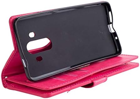 LUNCA за Huawei Mate 10 Pro Мултифункционален кожен калъф с хоризонтален цип, Държач, Чантата, 9 слота за карти и здрава каишка (Цвят: розово-Червен)