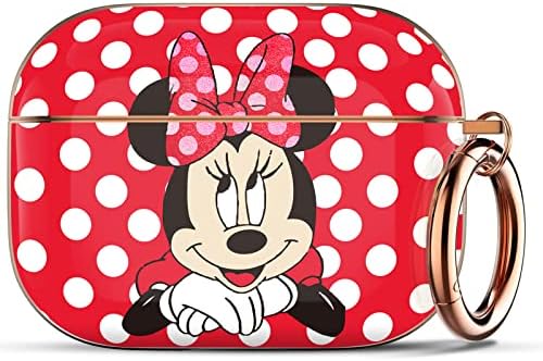 Калъф iQouda Minnie Mouse за Airpods Pro, предназначени за Airpods Pro 2-то поколение/калъф 1-во поколение (2022/2019) за Жени, Момичета, Деца, Пълен Защитен калъф с брелоком (розов)