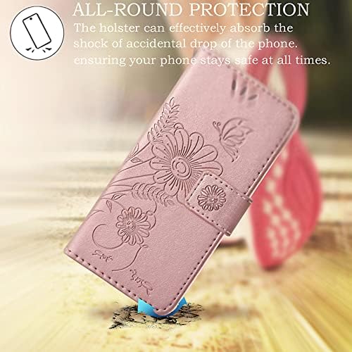 Чанта-портфейл kazineer от естествена кожа за Samsung Galaxy A32 5G с отделения за карти с RFID заключване (Розово злато)