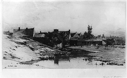 Исторически находки Снимка: Стари къщи Близо до Брюж, Белгия, Рекичка, Къщи,1880-1900, Чарлз Адамс Плат