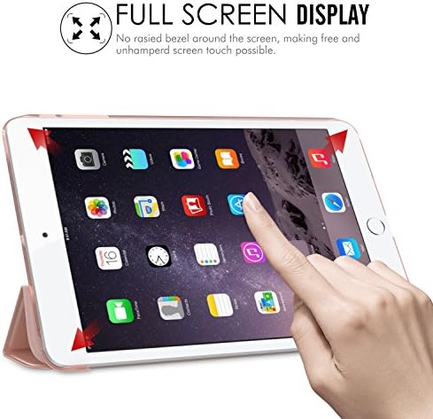 Калъф MoKo за iPad Mini 3/2/1, тънък, Лек калъф-поставка Smart, Shell с прозрачна матово покритие на задния панел, е подходящ за iPad Mini 1/Mini 2/Mini 3, розово злато (с функция за автоматичн