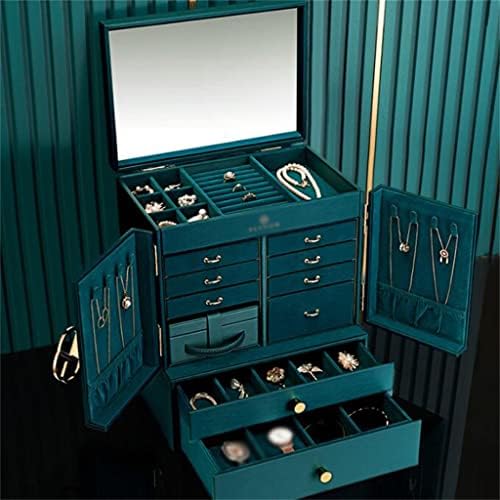 SAWQF Дворцов Китайски Часовници Бижута Интегриран Настолен Кутия За Съхранение на Многослойни Ковчег за Бижута (Цвят: черен, размер:
