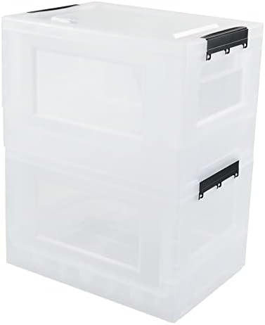 AnnkkyUS 2 опаковки 16-Литрови Сгъваеми Кутии За съхранение с Капак, Пластмаса Сгъваема Кутия За Съхранение