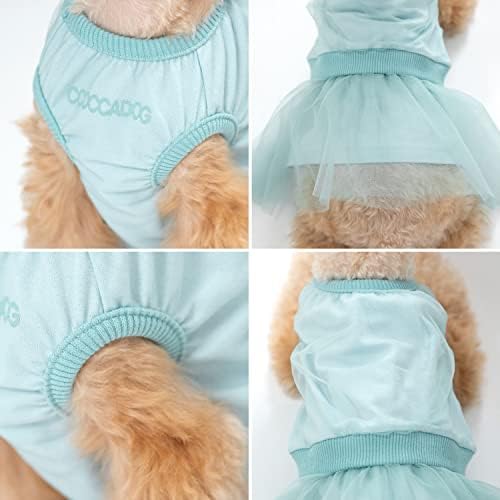 Принцеса рокля за кучета CCOCCADOG небесносин средната дължина на полата-пакет за кучета, рокля от тюл с рюшами, изискано и модно, идеални