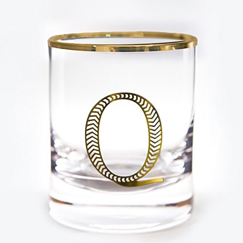 НАСТОЛНА ХУДОЖЕСТВЕНА Монограм На дебелото основа от стъкло Dof, 11 унции Злато / Прозрачен