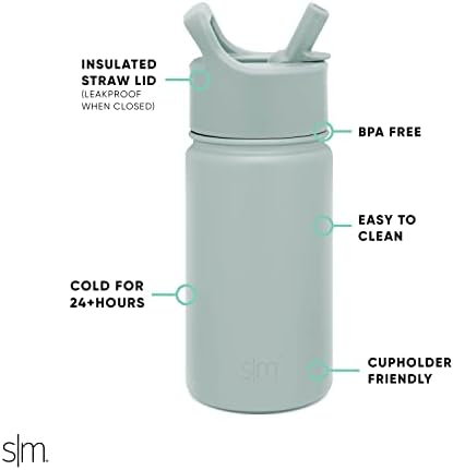 Просто Модерна Детска Бутилка за вода със Сламен капак, Метален Термос от Неръждаема Стомана с Вакуумна Изолация, Множество Запечатани Колба без BPA за училище | Кол?