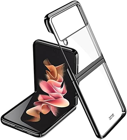 Черен калъф за телефон BRENIU, Съвместим с Samsung Galaxy Z Flip 3, Луксозен Прозрачен калъф с покритие от КОМПЮТЪР с кристали, който предпазва от удари и надраскване, защитен ка?
